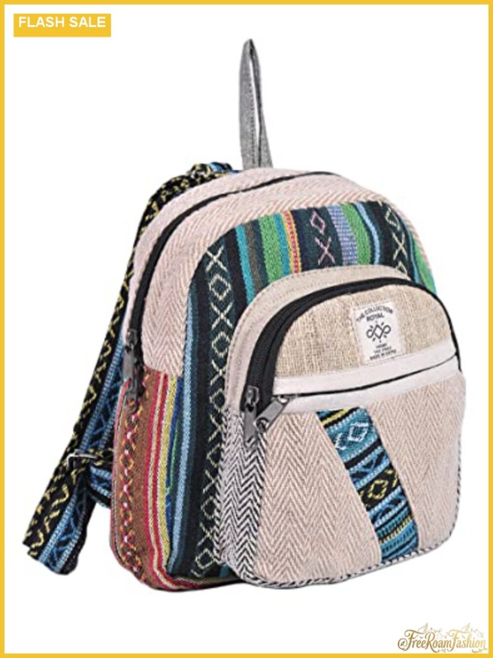 Boho Hippie Hemp Cotton Mini Daypack Backpack Eco Friendly Handmade